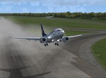 Boeing 737-600 odlez z UUDD za daždivého počasia