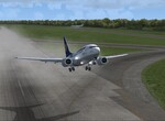 Boeing 737-600 odlez z UUDD za daždivého počasia Boeing 737-600 odlez z UUDD za daždivého počasia