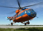 Mil Mi-8 sadá po cvičnom lete.