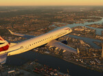 E190 nad večerným Rotterdamom E190 nad večerným Rotterdamom